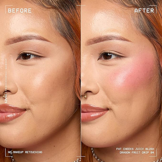 NYX PROFESSIONAL MAKEUP Fat Cheeks Liquid Blush, Buildable, Dewy Blush with Long-Lasting 12HR Wear - Dragon Fruit Drip (Pinky Coral)