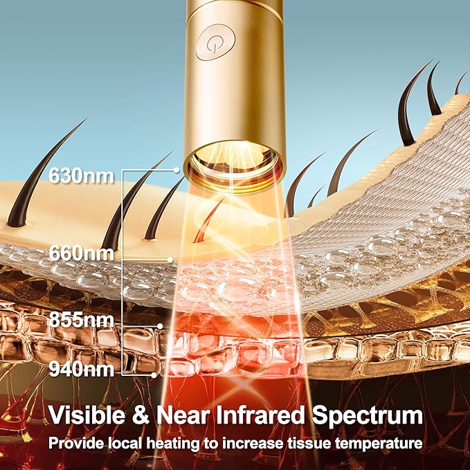 Pain Therapy Light (Model 1301), Near Infrared Light Therapy Wand with LED Light 630, 660, 855, 940nm