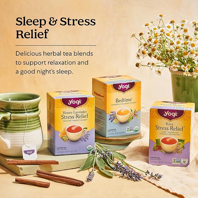 Yogi Tea Sweet Clementine Stress Support - 16 Bags per Pack (4 Packs) - Stress Support Herbal Tea - Calming Adaptogen Tea - Includes Ashwagandha Root, Lemongrass, Cinnamon Bark & More