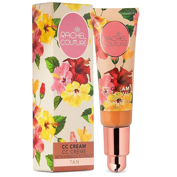 Rachel Couture CC Cream | Color Correcting Cream with Hyaluronic Acid | Full Coverage Foundation & Hydrating Anti-Aging Serum | Vegan & Cruelty Free - 1.18 Fl Oz - Tan