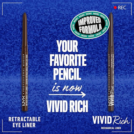 NYX PROFESSIONAL MAKEUP Vivid Rich Mechanical Eye Pencil, Vivid Rich Mechanical, Creamy Retractable Eyeliner - Smokin Topaz, Brown Eyeliner