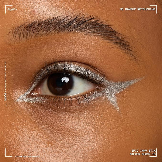 NYX PROFESSIONAL MAKEUP Epic Inky Stix Eyeliner, Mechanical Cream Gel Eyeliner, Waterproof Formula With Up To 24HR Wear - 16 Silver Shock (Metallic Silver)