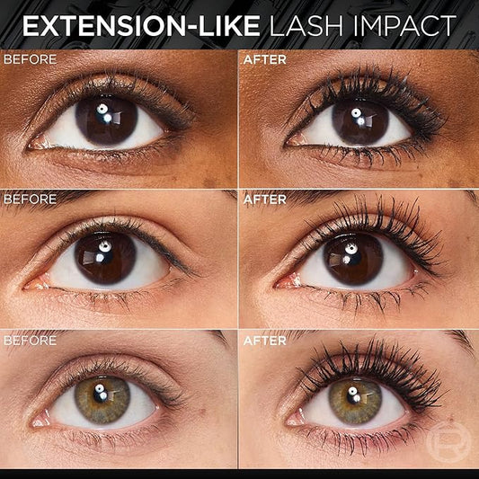 L'Oreal Paris Extensionist Mascara, Lengthening, Volumizing, and Curling Formula For a Lash Extension Eye Makeup Look, Washable True Brown