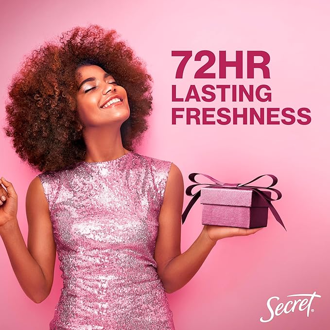 Secret Fresh Antiperspirant Deodorant for Women, 72hr Breathable Odor Protection with Pro-Hyaluronic Acid, Holiday Invisible Solid, Champagne Blush with Berries, Sugared Rim & Rose Petals Scent, 2.6oz