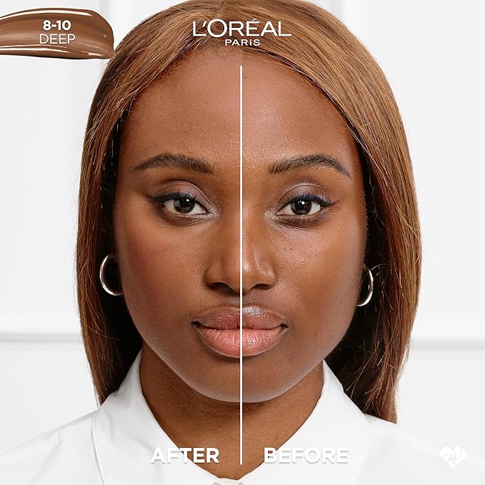 L'Oreal Paris True Match Nude Hyaluronic Tinted Serum Foundation with 1% Hyaluronic acid, Deep 8-10, 1 fl. oz.