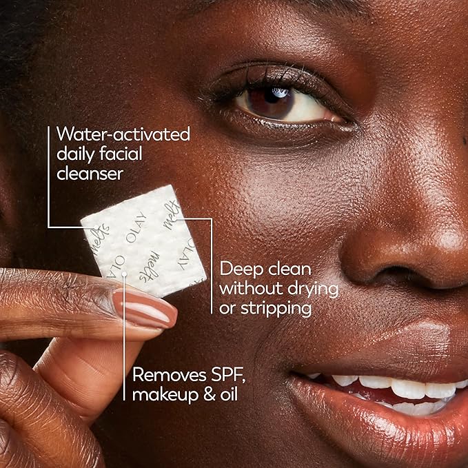 Olay Face Wash, Retinol Cleansing Melts, Fragrance-Free, Daily Use Gentle Cleanser, For All Skin Types, Travel Size, Water-Activated to Clean, Tone, and Refresh, 64ct (2 Pack x 32ct)