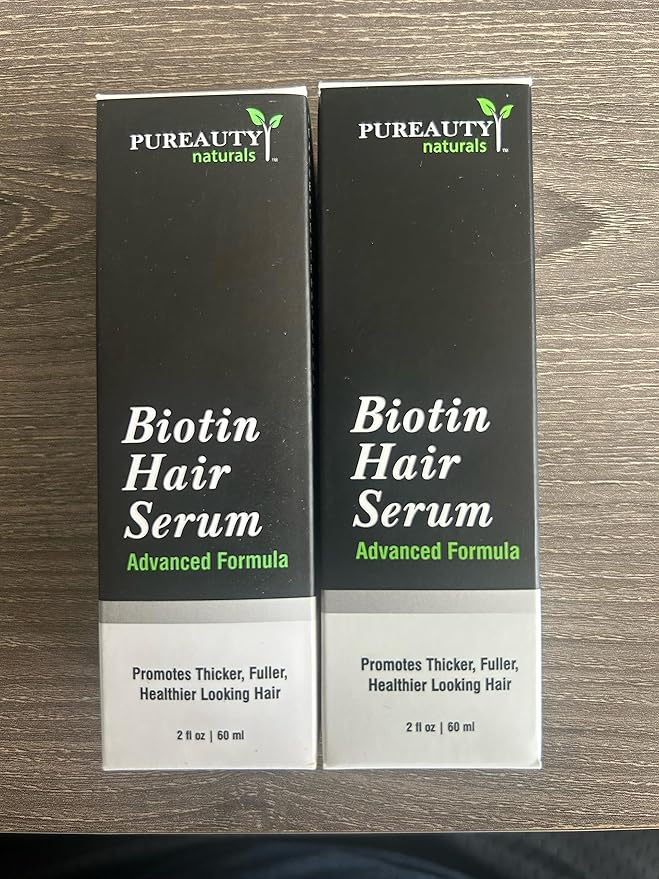 Biotin Hair Growth Serum Advanced Topical Formula To Help Grow Healthy, Strong Hair Suitable for Men and Women of All Hair Types Hair Loss Support By Pureauty Naturals (2 Fl Oz - Pack of 2)