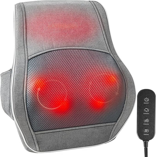 Brelley Shiatsu Neck and Back Massager with Heat, Deep Tissue Kneading Massage Pillow, Electric Massagers with Bi-Directional Rotating Head for Neck, Back, Shoulders, and Legs