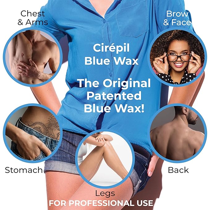 Cirepil - Blue - 800g / 28.22 oz Hard Wax Beads Bag - Face & Body Wax, Unscented & No Strip Needed - Perfect for Sensitive Skin & Brazilian Waxing - Fluid Gel Texture, Easy Hair-Removal