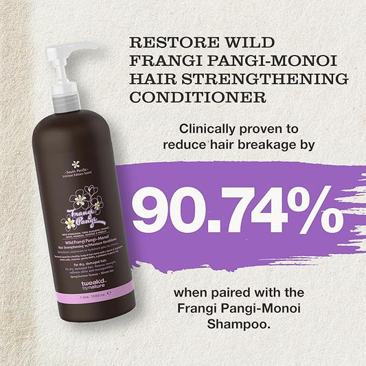 Tweak’d by Nature - Restore Frangi Pangi-Monoi Hair Strengthening Conditioner, Sulfate Free Deep Conditioner for Dry, Damaged Hair, with Coconut, Monoi Oil, and Wild Frangipani for Shine (33.8 ounces)