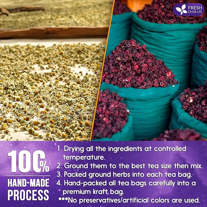 Refreshing Mint Herbal 60 Tea Bags – Special Blend Of Spearmint and Peppermint with Chamomile, and Top Herbal Ingredients for Digestive Comfort & Relaxation, Caffeine-Free, Naturally Sweet, Non GMO