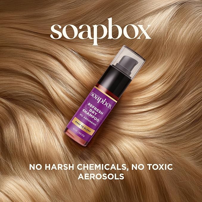 Soapbox Dry Shampoo Powder - Non Aerosol Dry Shampoo Hair Powder - Hair Volumizer with Biotin, Rice Protein & Hazel Extract - Travel Size, Non-Aerosol & Vegan - 1.25oz