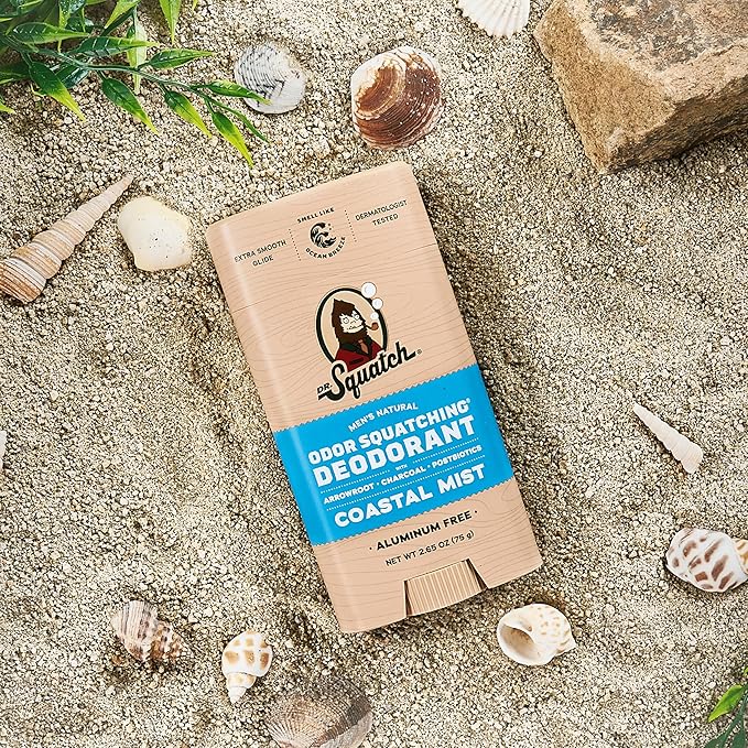 Dr. Squatch Natural Men’s Deodorant – Aluminum Free Natural Deodorant Men with Charcoal & Postbiotics for 72-Hour Odor Protection – Sierra Storm + Sandalwood Summit, 2.65oz Stick (2-Pack)